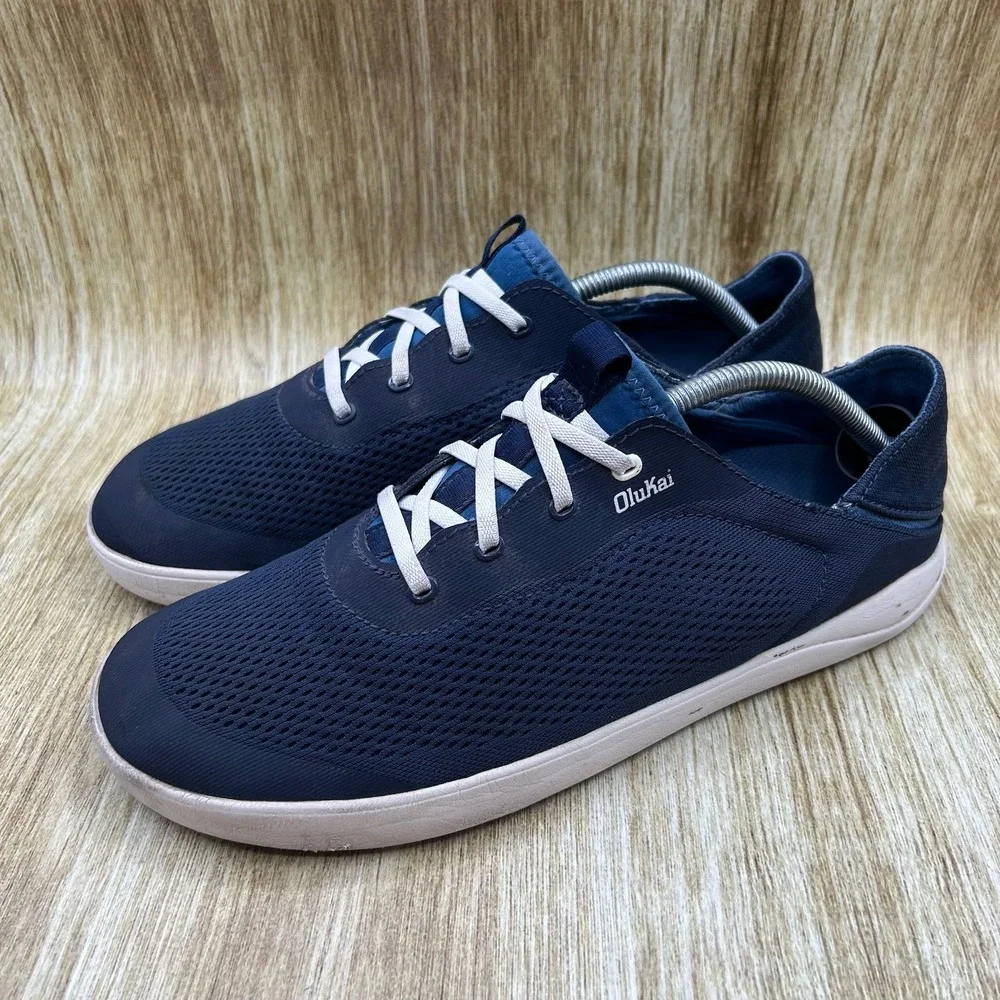 OluKai Moku Pae Men's Size 10 Slip On Blue Mesh Shoes Low Top Sneakers
